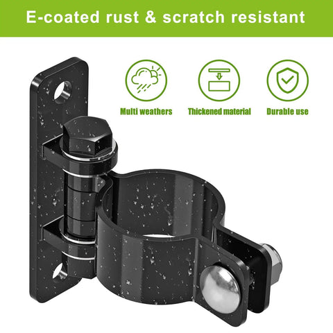 Beefy Heavy Duty Chain Link Fence Gate Hinges Carbon Steel With Electroplated Finish Removable Wall Mount Bolts Fits One And Three Eighths Inch Posts Outdoor Farm Fence Hardware Pack Of Two Black