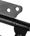 Close-up of a black finish stainless steel hinge from 14 Pack Non Mortise Door Hinges Stainless Steel 4 By 3 Inches Black Finish Silent Movement Brushed Surface Includes Complete Mounting Screws Heavy Duty Hinge Set For Doors Rust Resistant Easy Installation showing brushed surface with screw holes.