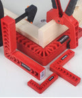 Heavy Duty Positioning Squares For Woodworking Set Of Eight Precision Layout Gauges With Dual Scale Edges arranged with wood.
