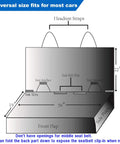 Diagram showing Heavy Duty Waterproof Bench Car Seat Cover Protector For Dogs with dimensions and strap details.