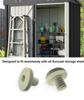 Premium 20 Pack Replacement Bolts Compatible With Suncast Storage Sheds close-up of two white ABS fasteners for shed repairs