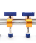 Pro Grade Seamless Seam Setter With 6 Inch Suction Cups showing double pole with stainless steel and blue adjustment knobs.