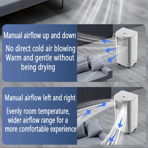 Beat The Heat With This Whisper Quiet Portable Air Conditioner And Swamp Cooler For Bedroom, Windowless Room, Or Garage, Featuring airflow settings