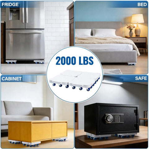 DoReFaSol Connectable Appliance Rollers And Heavy Duty Furniture Sliders With 36 Wheels Moving Dollys for fridge, bed, cabinet, and safe.