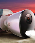 Close-up of 2K HD spotlight camera from 10 Channel Bluetooth Video Home Security System With 8 Plug In WiFi 2K HD Spotlight Cameras