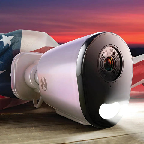 Close-up of 2K HD spotlight camera from 10 Channel Bluetooth Video Home Security System With 8 Plug In WiFi 2K HD Spotlight Cameras