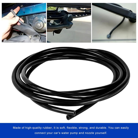 Dead Straight Four Meter Windshield Washer Hose Kit With Twelve Secure Gaskets And Tough Rubber Wiper Fluid Tubing That Handles Daily Spraying Without Any Drama For Stress Free Auto Upkeep, flexible black rubber tubing.