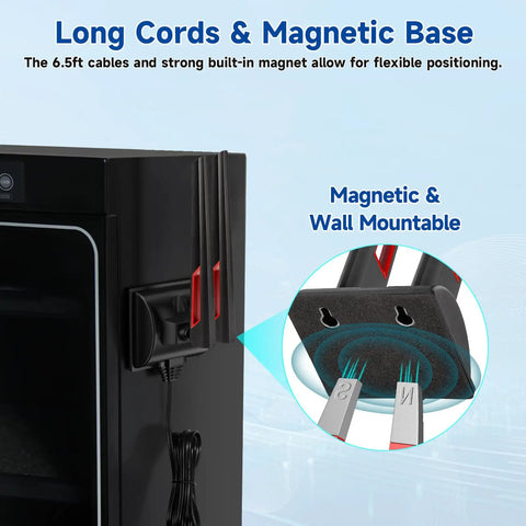 WiFi 6E Tri Band Antenna with Magnetic Base and RPSMA Extension Cable attached to PC desktop for boosted signal