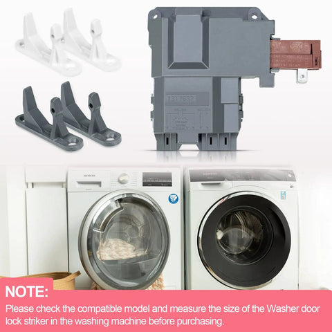 Collage of DIY Friendly Front Load Washer Door Latch Lock Replacement Assembly For Frigidaire Affinity And Kenmore Washers 131763256 components and washers.