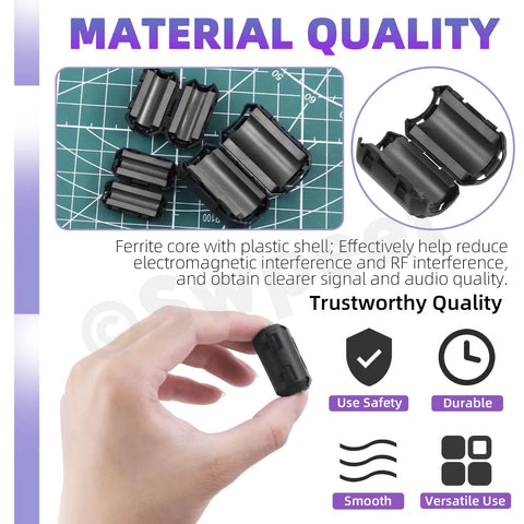 Clip On Ferrite Ring Core Kit With Toroid Core, 32 Pieces In 7 Sizes, EMI RFI Noise Suppressor detail on material quality