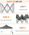 Setup steps for 10x10 Ft Pop Up Canopy Tent With Sand Bags Easy Up Instant Shelter For Camping Parties Beach Patio And Backyard Events