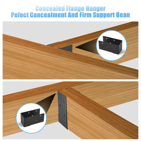 Concealed Joist Hanger Set For 2x4 Beams, Heavy Duty Q235B Steel With Black Powder Coat, Weatherproof Outdoor Trim Hangers, 8 Pack