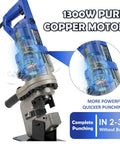 Beast 1300W Electric Hydraulic Hole Puncher with 10 Ton punch, featuring a copper motor for steel, aluminum, and copper.