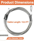 2 Pack 13.5 Foot Garage Door Cable Kit For 12 Foot Tall Doors With 1/8 Inch 304 Stainless Steel Wire 7x7 Construction Safety Cable