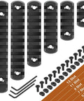 Aluminum Single Sided Picatinny Rail System In 3 5 7 9 11 And 13 Slot Sizes With 13 T Nuts And Screws And 3 Allen Wrenches