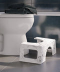 Carrara Marble Toilet Stool In Gray 7 Inch Height For Easier Healthier Pooping Doctor Recommended Bathroom Accessory next to toilet