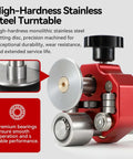 High-hardness stainless steel turntable with precision bearings for smooth operation, red and silver components visible