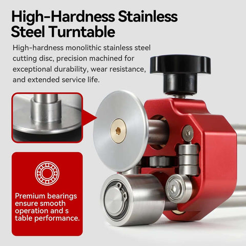 High-hardness stainless steel turntable with precision bearings for smooth operation, red and silver components visible