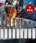 2 Inch Boring Head With R8 Shank Pro Grade Milling Tool Set Nine Piece One Half Inch Carbide Boring Bars with sparks background