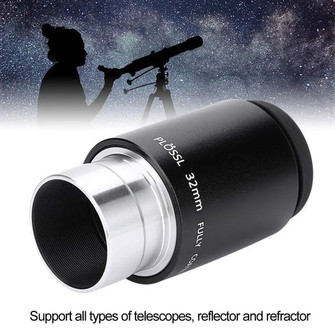 Awesome 32mm Plossl Eyepiece for 1.25 inch telescopes with filter thread, 52 degree field of view, long eye relief, multi coated optics.