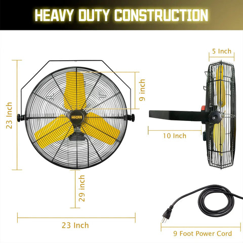 24 Inch Heavy Duty Industrial Wall Mounted Fan With TEAO Enclosed Motor, Permanent Lubricated Ball Bearing, 9100 CFM