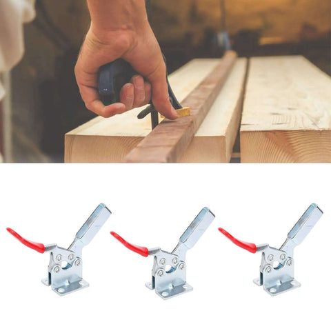 Vertical Toggle Clamp With Arrow Storage Case For Woodworking, Heavy Duty 90kg Clamping Force, 60 Degree Handle, M6 x 45 Screws