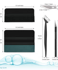 Car Window Tint Installation Kit With 9 In 1 Window Film Tools For Easy Tinting, Pro Grade Vinyl Wrap Squeegees, dimensions shown