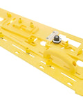 Slick Microdial Tapering Jig For Hella Precise Table Saw And Band Saw Angles With Smooth Adjustments for woodworking cuts in yellow plastic.