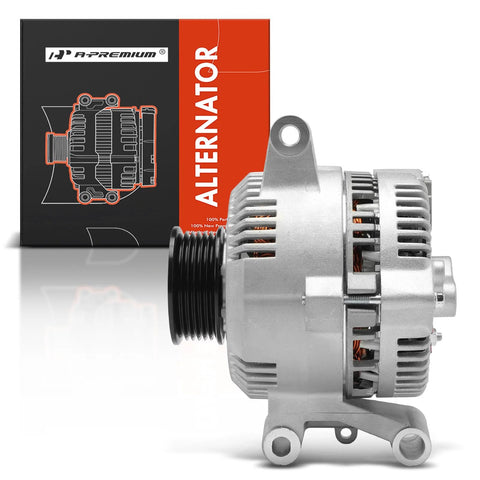 Side view of Beefy 95 Amp 12V 6 Groove CW Alternator Replacement For Ford F Series F150 F350 Explorer E150 Econoline