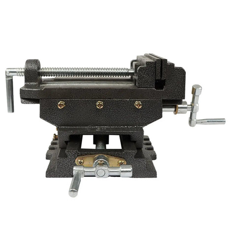 6 Inch Drill Press Vise XY Clamp Machining Jig for Metal and Wood Milling, Beefy Heavy Duty Cross Slide, Two Way Travel, Cast Iron Construction, Precision Milling and Drilling Clamp for Home Shop, front view