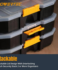Stackable Tool Box Organizer With Removable Dividers Creating Up To 17 Compartments Interlocking And Portable Design 2 Pack