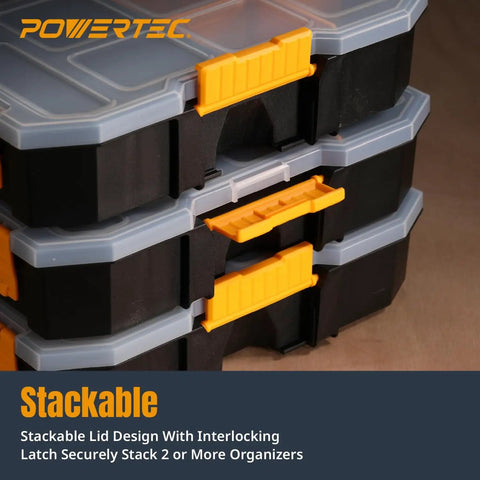 Stackable Tool Box Organizer With Removable Dividers Creating Up To 17 Compartments Interlocking And Portable Design 2 Pack