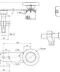Dead Nuts Accurate Rotary Encoder Wheel Counter Meter technical drawing showing dimensions and mounting details.