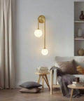 Dope Gold Double Ball Glass Wall Sconce Mid Century Modern Living Room Bedroom Hallway Light With Up Down Left Right Mount