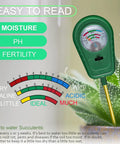 All In One 3 In 1 Soil Test Kit With Moisture Meter And PH Tester for Gardens Lawns and Indoor and Outdoor Plants displayed on plant