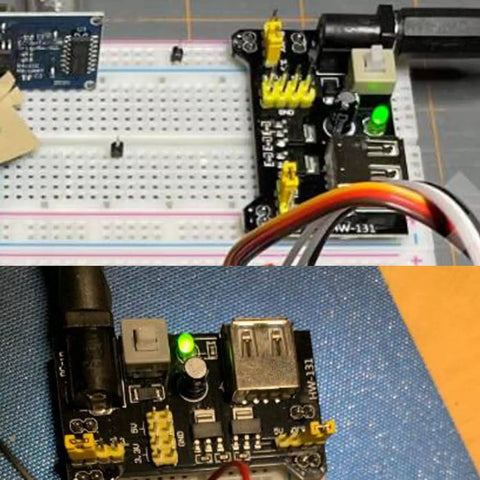 MB102 Solderless Breadboard Power Supply Module 3.3V And 5V With 700mA Output DC 6.5-12V Or USB Green Power LED On Off Switch