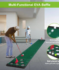 People using the Ultimate Backyard Golf Putting Game Set With Velvet Putting Mat For Home Practice and bidirectional markers