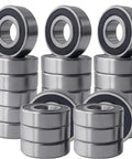 Rolls Like Butter 20 Pack R8 2RS Deep Groove Ball Bearings 1/2 Inch Bore Double Rubber Sealed showcased in stacks.