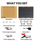 Contents of 20W 12V Solar Panel Charger Kit With Built In Dual Stage Smart Charging Controller Portable Waterproof Battery Maintainer