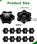 Twenty Count One Quarter Twenty Thread Star Knobs Durable Nylon Thumb Screws With Solid Brass Insert 30mm diameter for secure grip.
