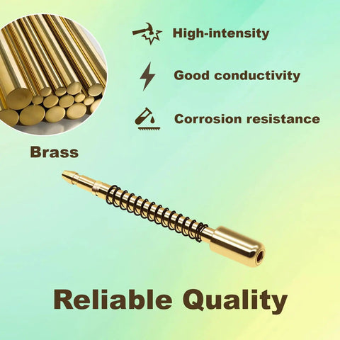 Rock Solid Heavy Duty Brass Steering Wheel Horn Contact Plate And Plunger Pin Kit Fits Toyota Models showing brass components and plunger pin.