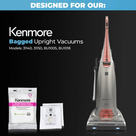 Type O HEPA Vacuum Bags For Upright Vacuums, 6 Pack That Fits Upright Cleaners Using Type O Bags, HEPA Filtration Captures 99.97 Percent Of Dust Pollen Bacteria And More, 0.3 Micron compatible with Kenmore models 31140 31150 BU1005 BU1018