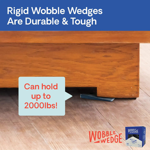 Rigid Black Plastic Shim Wedges for DIY home improvement fixing wobbly table with 2000 lb support, 30 pack, made in USA