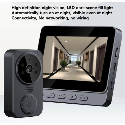Smart Video Doorbell With 4.3 Inch Display, Bluetooth Doorbell Camera, 2 Way Audio Intercom, 8MP 1080P HD Night Vision shown.