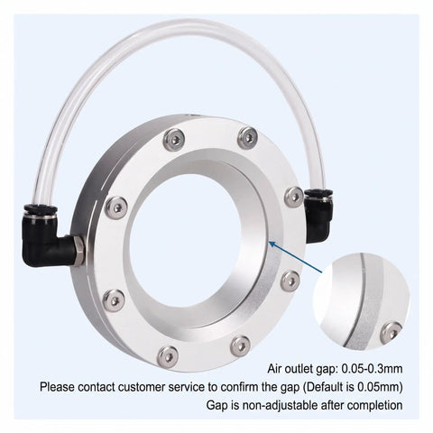 Premium Circular Air Knife Annular Nozzle with air outlet hose for high speed water removal and surface drying on extrusion lines.