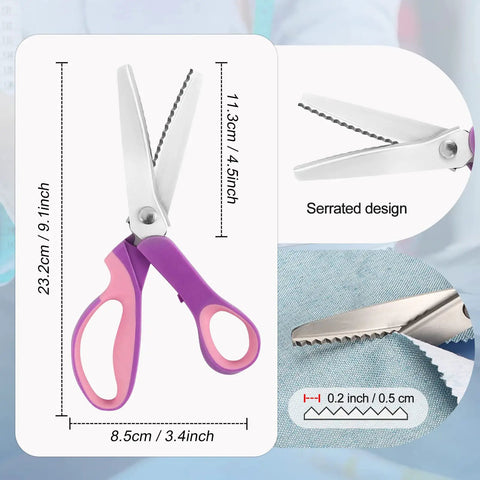 Ultra Sharp Pinking Shears For Fabric Cutting With Comfort Grips Dope Zig Zag Scissors For Scrapbooking And Dressmaking Great On Fabrics Leather Paper And Craft Materials, 23.2cm stainless steel