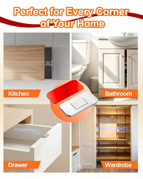6 Pack Ultra Thin Magnetic Cabinet Door Latches With Strong Hold Adhesive No Drill Install for various home cabinets and drawers