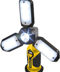 Super Bright Rechargeable Three Panel Foldable Led Satellite Work Light With Pivot Heads Delivering Up To One Thousand Lumens