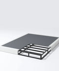 Heavy Duty King Size Box Spring And Mattress Base With Low 7 Inch Profile Solid Metal Frame, view showcasing steel support grid.