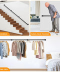 Rock Solid 15 Feet Square Tube Handrail Wall Mount Industrial Staircase Rail For Indoor Outdoor Steps Matte Black Cast Iron Grab Handle mounted on stairs.